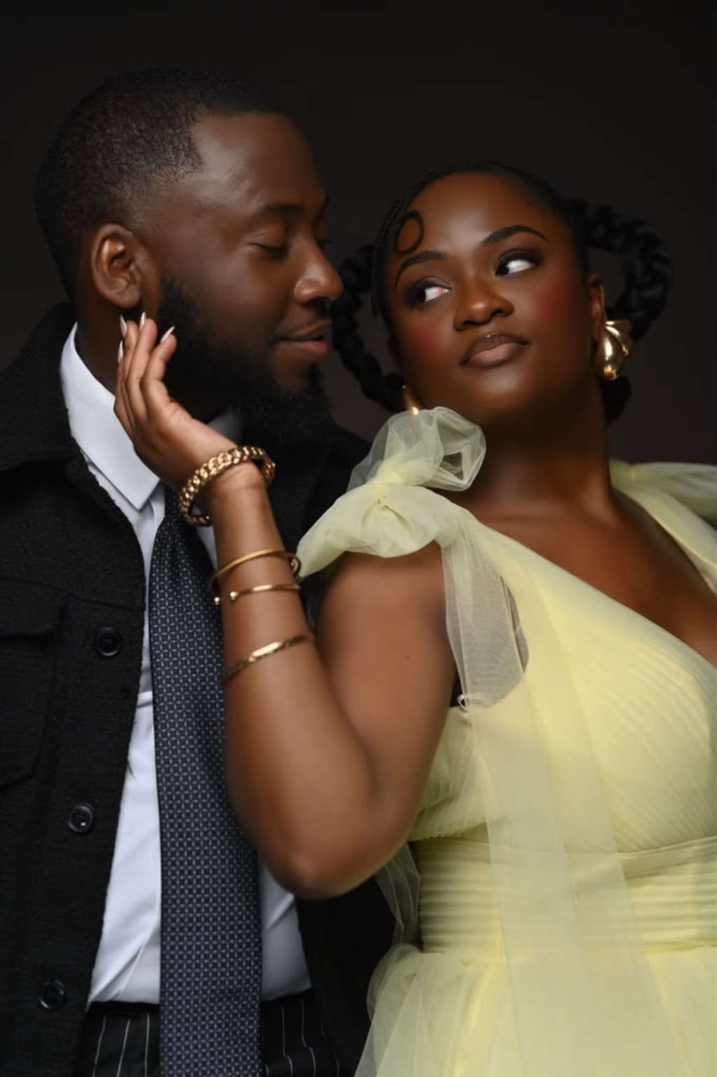 The couple sharing a loving look
